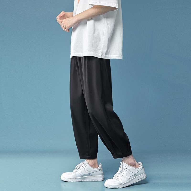 Wholesale Men Fashion Casual Basic Solid Color Ice Silk Plus Size Jogger Pants