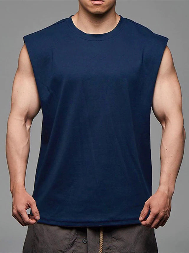 Wholesale Men Casual Solid Color Large Size Loose Sports Vest