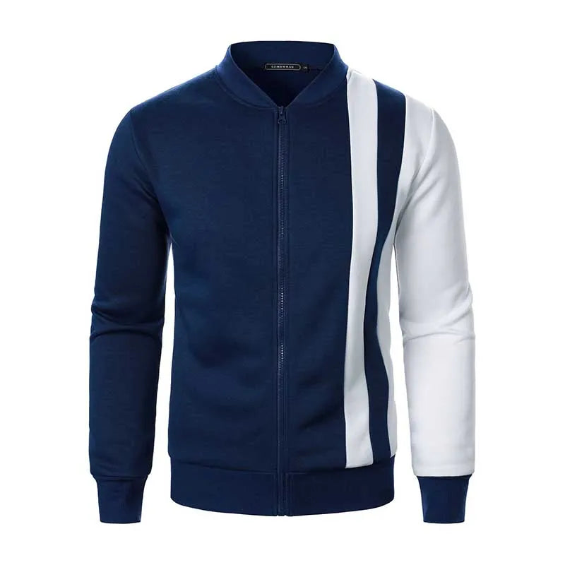 Men Spring Autumn Casual Sports Color Matching Long Sleeve Cardigan Coat