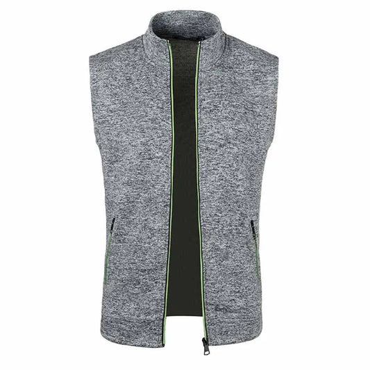 Men Fashion Casual Basic Knitted Sleeveless Stand Collar Vest