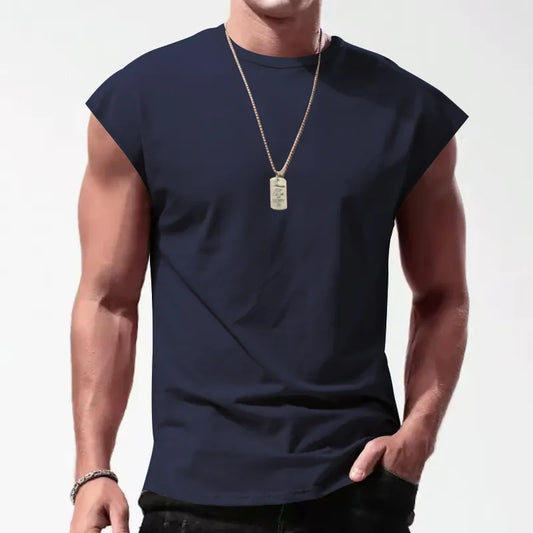 Men Summer Sleeveless Casual Loose Solid Color Nt-Shirt