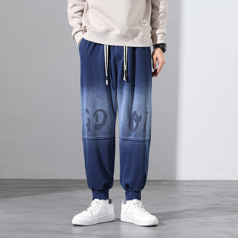 Wholesale Men Spring Autumn Casual Athleisure Letter Gradient Color Loose Plus Size Jogger Pants