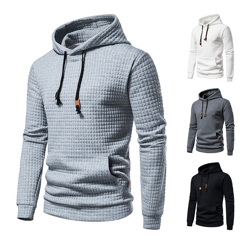 Wholesale Men'S Casual Hooded Long-Sleeved Jacquard Plaid Hoodies