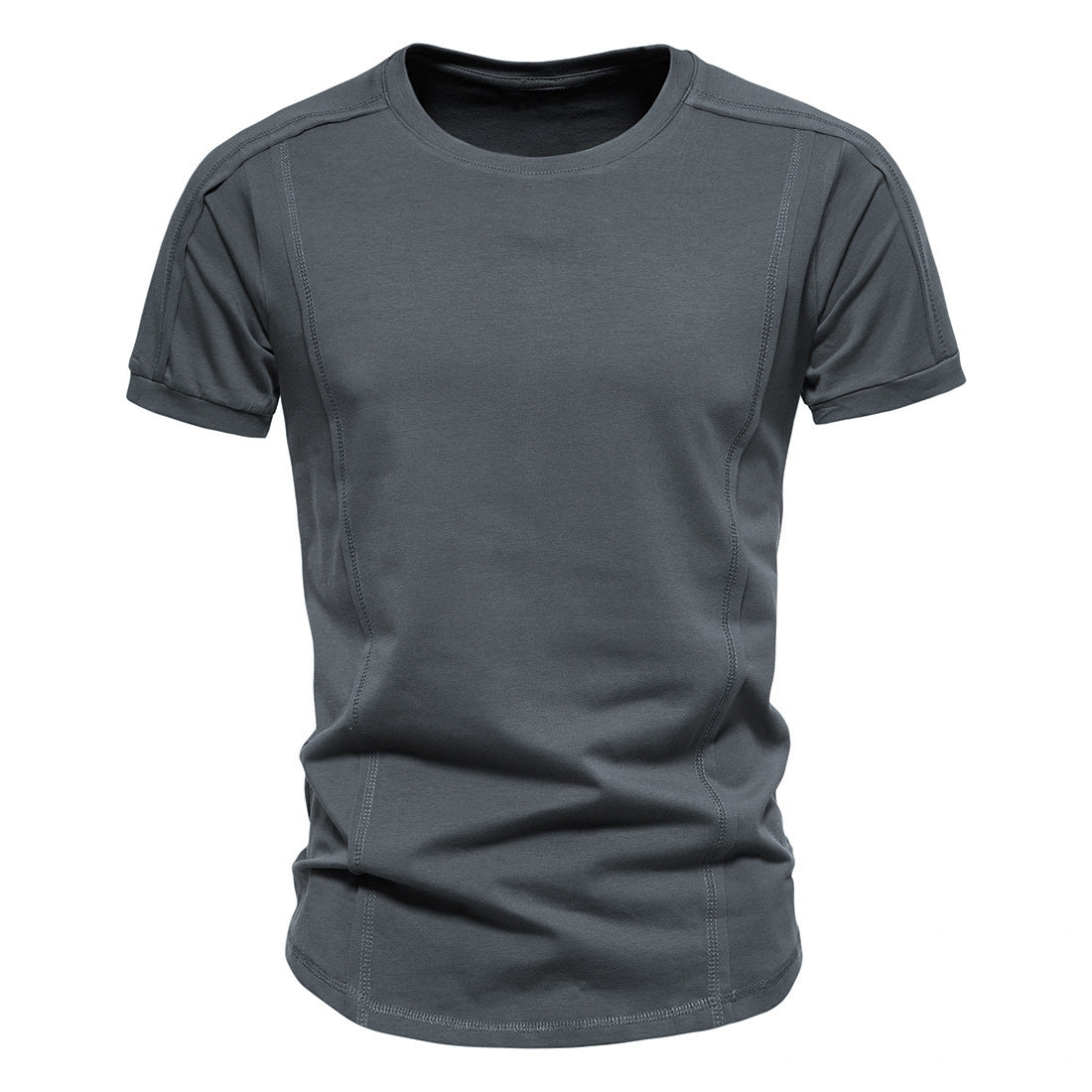 Wholesale Summer Round Neck Breathable Sports Solid Color Casual Stretch Men Short Sleeve T-Shirt