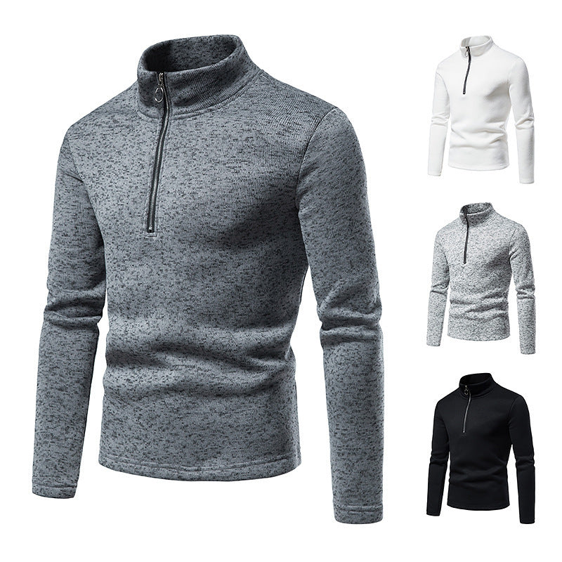 Wholesale Men'S Casual Placket Zipper Design Slim High Collar Sweatshirt