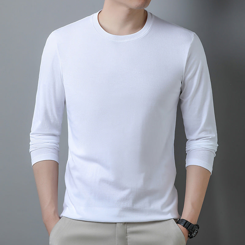 Wholesale Men Casual Basic Commuter Solid Color Long Sleeve Round Neck Base Plus Size T-Shirt