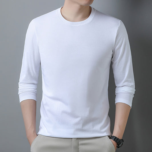 Wholesale Men Casual Basic Commuter Solid Color Long Sleeve Round Neck Base Plus Size T-Shirt