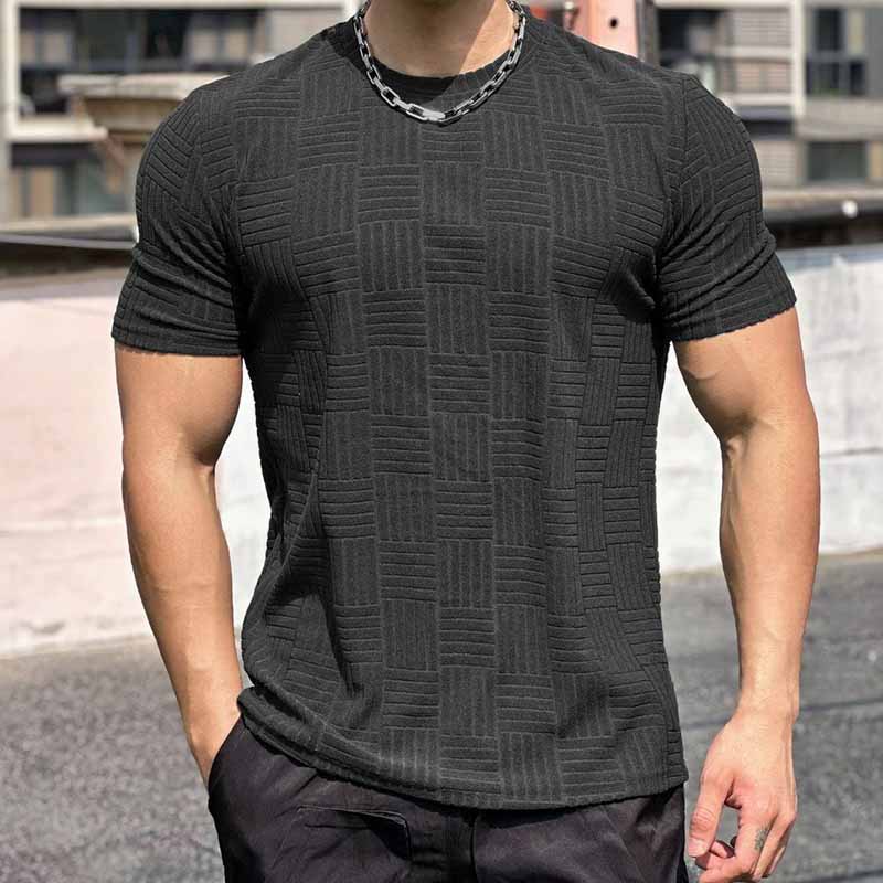 Wholesale Men Fashion Casual Basic Stripe Solid Color Short Sleeve Round Neck T-Shirt