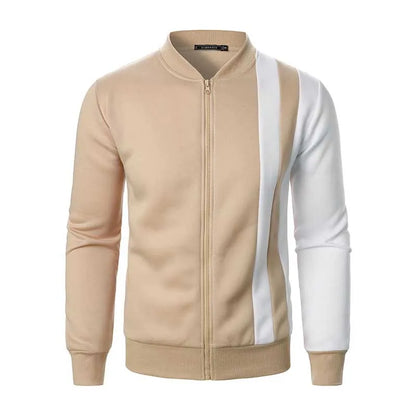 Men Spring Autumn Casual Sports Color Matching Long Sleeve Cardigan Coat