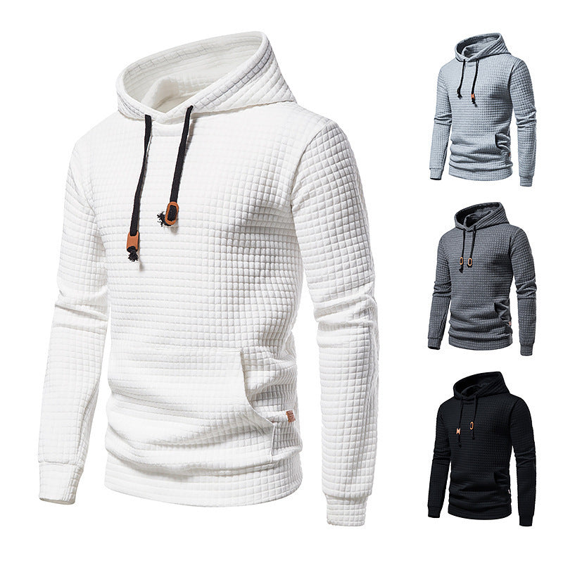 Wholesale Men'S Casual Hooded Long-Sleeved Jacquard Plaid Hoodies