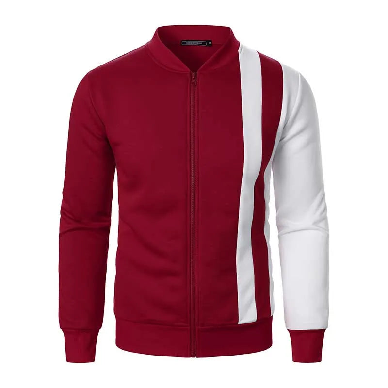 Men Spring Autumn Casual Sports Color Matching Long Sleeve Cardigan Coat