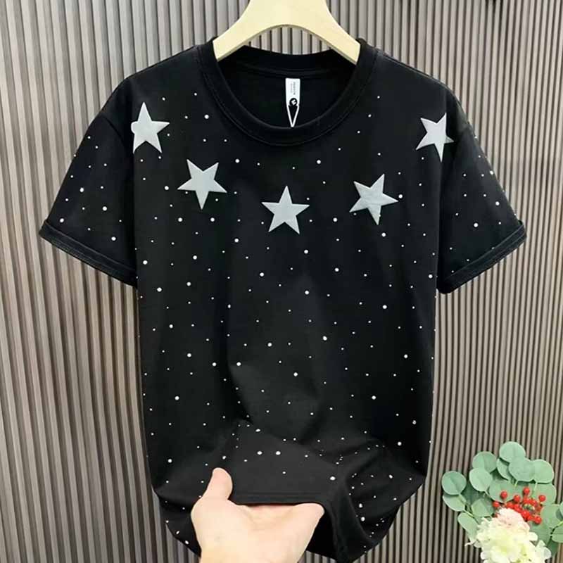 Wholesale Men Fashion Casual Commuter Star Print Short Sleeve Round Neck T-Shirt