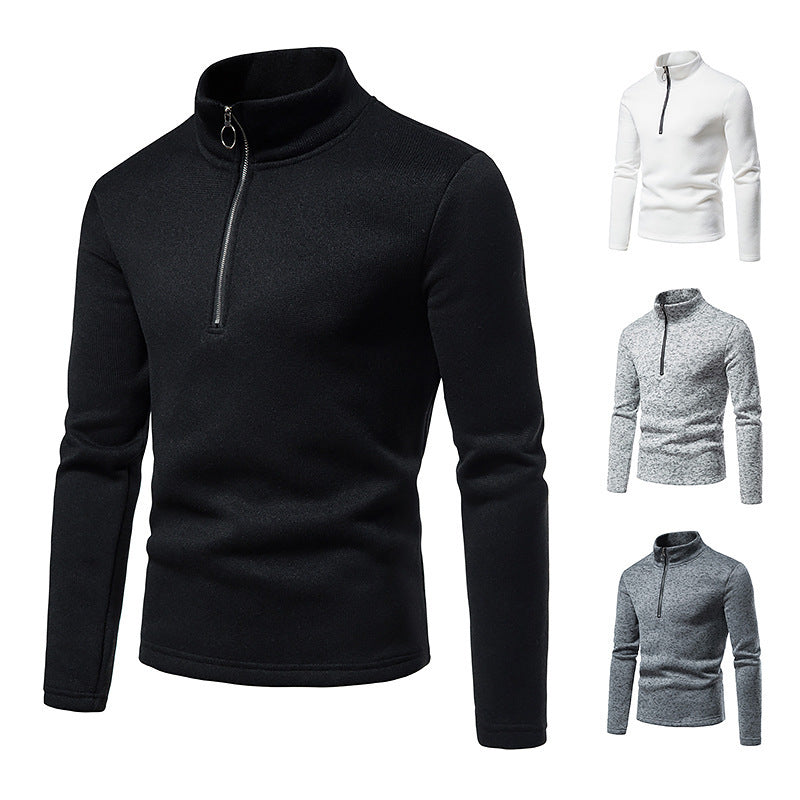 Wholesale Men'S Casual Placket Zipper Design Slim High Collar Sweatshirt