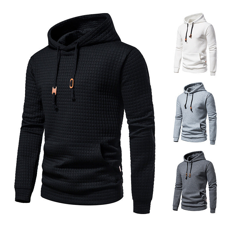 Wholesale Men'S Casual Hooded Long-Sleeved Jacquard Plaid Hoodies