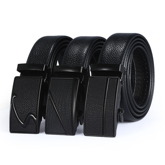 Wholesale Men Fashion Casual Versatile Solid Color Automatic Buckle PU Belt