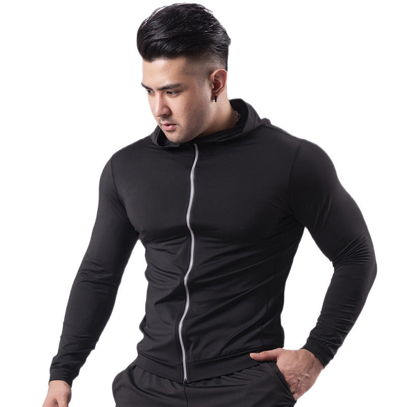 Wholesale Men Fashion Hooded Long Sleeve Plus Size Sports Stretch Jacket