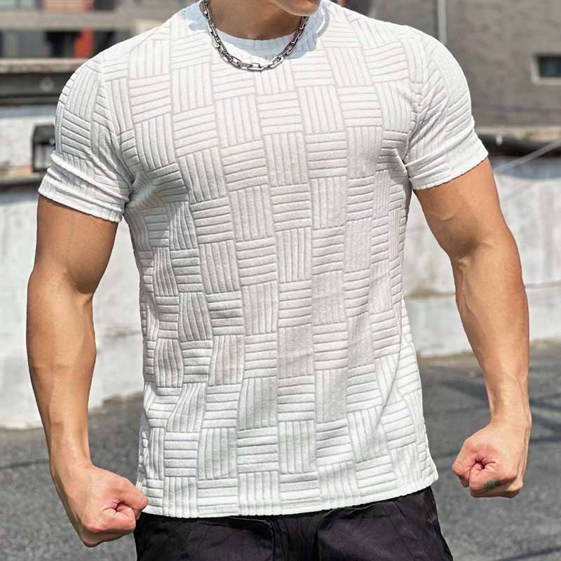 Wholesale Men Fashion Casual Basic Stripe Solid Color Short Sleeve Round Neck T-Shirt