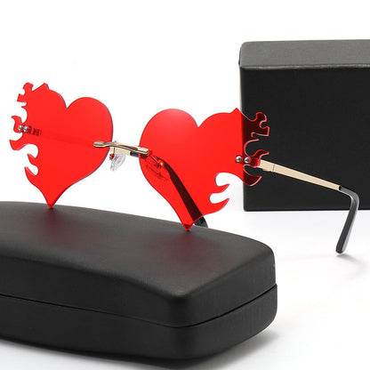 Wholesale Men'S And Women'S Casual Fashion Personality Irregular Heartbreak Rimless Sunglasses