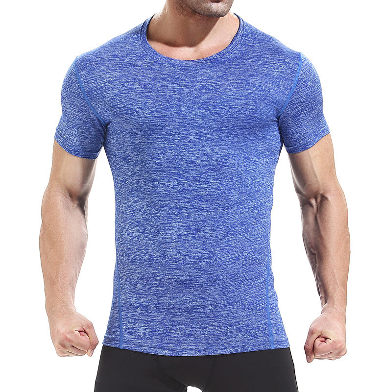 Wholesale Men Casual Basic Quick Drying Short Sleeve Round Neck Sports Tight T-Shirt