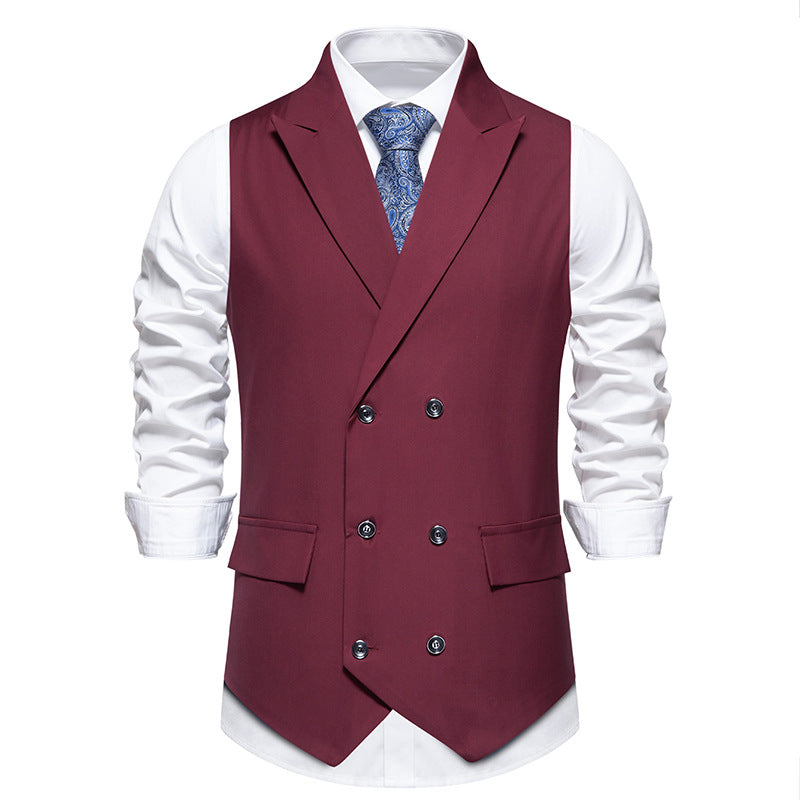 Wholesale Spring Men Suit Vest Wedding Dress Lapel Double-Breasted Business Vest