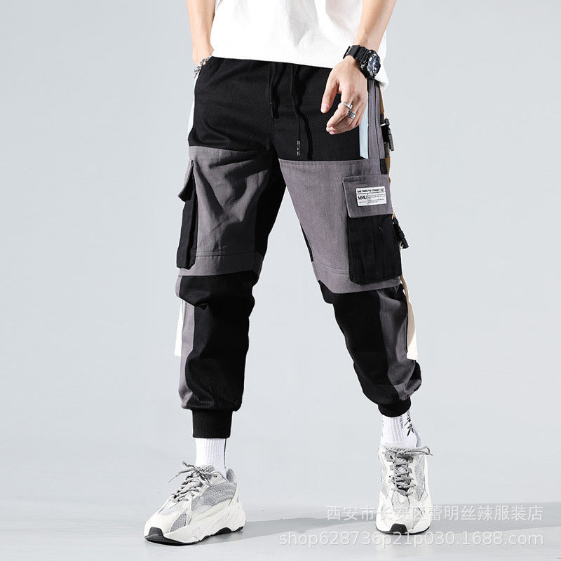 Wholesale Mem Fashion Casual Colorblock Plus Size Jogger Cargo Pants