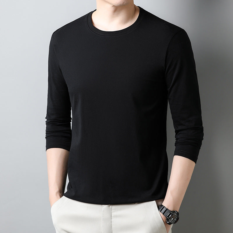 Wholesale Men Casual Basic Commuter Solid Color Long Sleeve Round Neck Base Plus Size T-Shirt