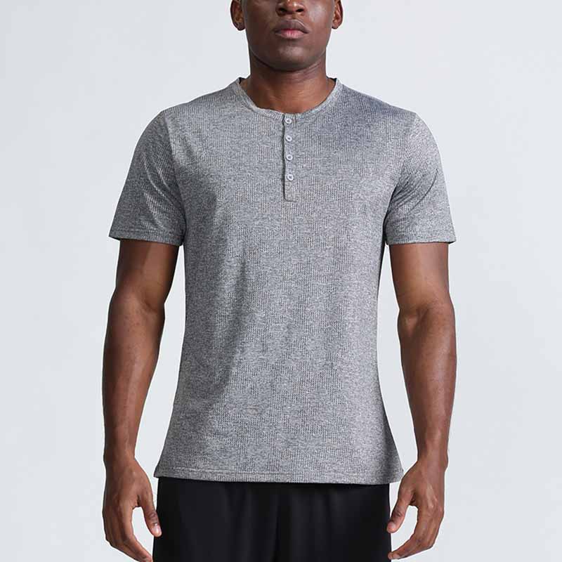 Wholesale Men Casual Basic Quick Drying Solid Color Short Sleeve Round Neck Sports T-Shirt