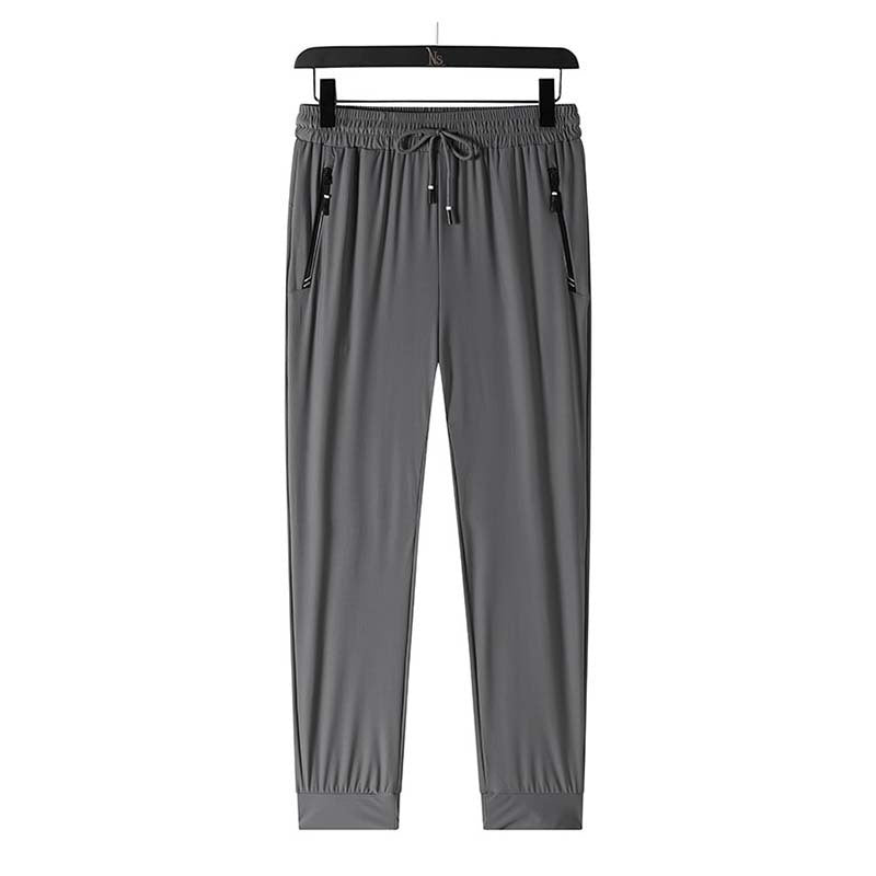 Wholesale Men Fashion Casual Basic Versatile Solid Color Ice Silk Plus Size Jogger Pants