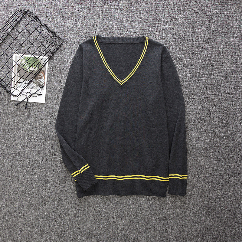 Wholesale Simple Neutral V-Neck Long-Sleeve Knitted Sweater