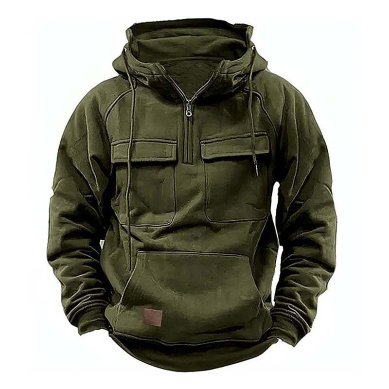 Wholesale Men Autumn Winter Fashion Casual Commuter Solid Color Long Sleeve Turtle Neck Zipper Hoodies