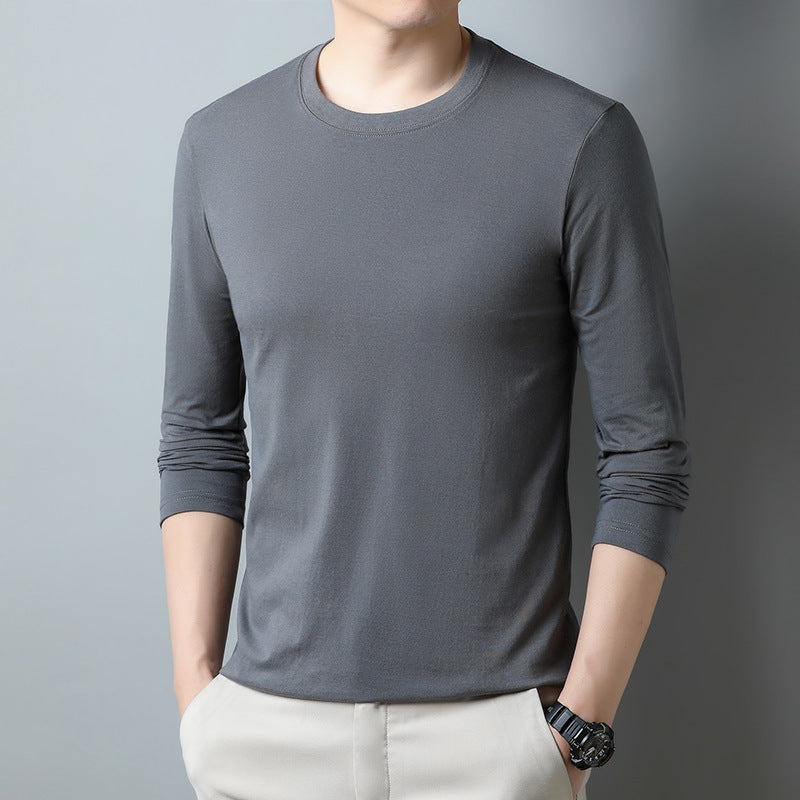 Wholesale Men Casual Basic Commuter Solid Color Long Sleeve Round Neck Base Plus Size T-Shirt