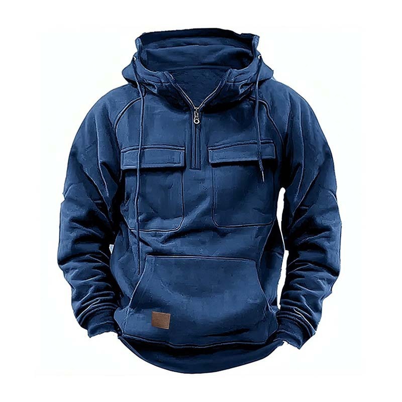 Wholesale Men Autumn Winter Fashion Casual Commuter Solid Color Long Sleeve Turtle Neck Zipper Hoodies