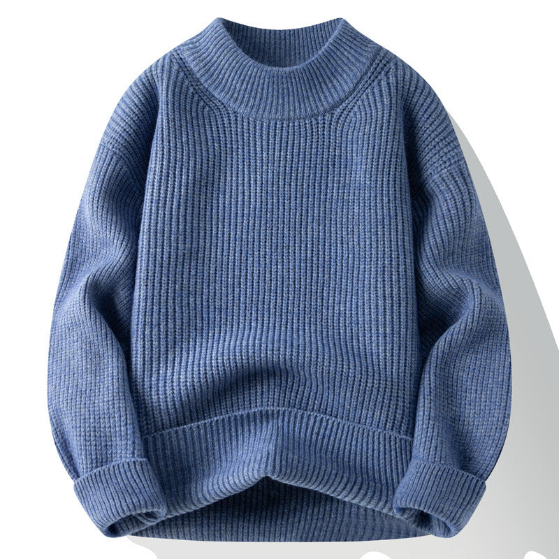 Wholesale Men Fashion Casual Basic Autumn Winter Solid Color Long Sleeve O Neck Knitted Sweater