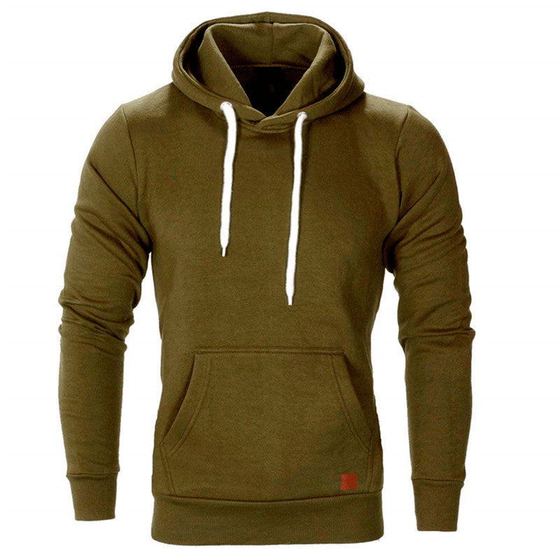 Wholesale Men Casual Solid Color Hooded Loose Sweatershirt