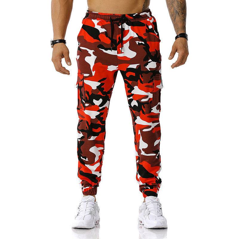 Wholesale Men Fashion Patchwork Camouflage Mid Waist Jogging Pants