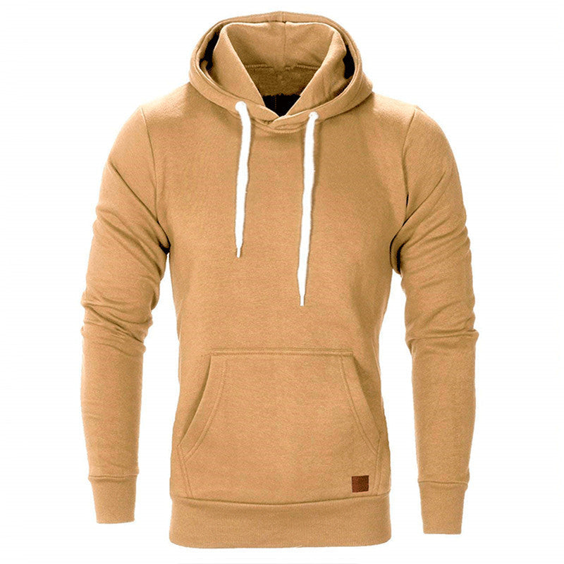 Wholesale Men Casual Solid Color Hooded Loose Sweatershirt