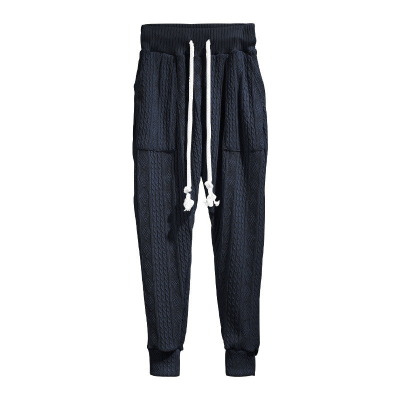 Wholesale Men Fashion Casual Basic Versatile Solid Color Rib-Knit Jogger Pants