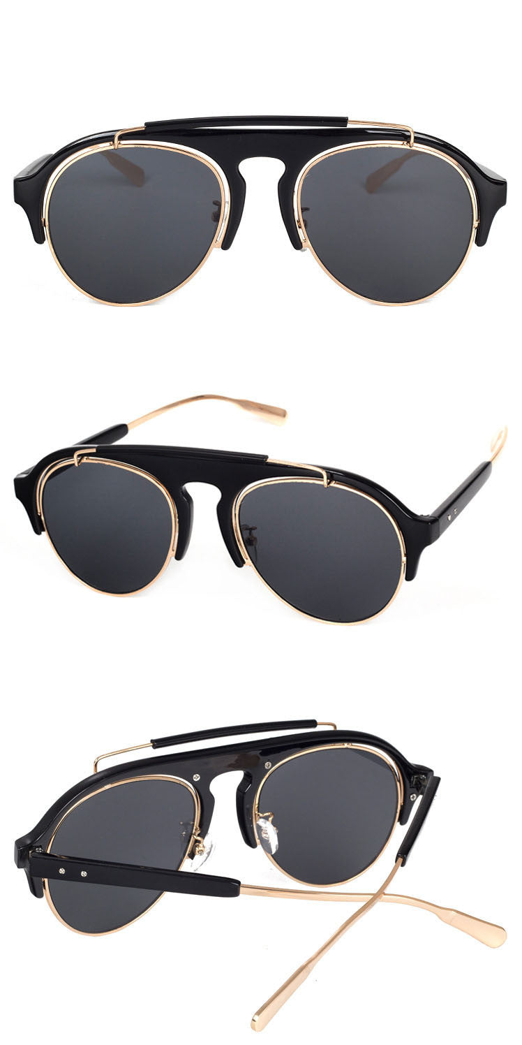 Wholesale Men'S Casual Fashion Punk Oval Frame Full Frame Metal Sunglasses