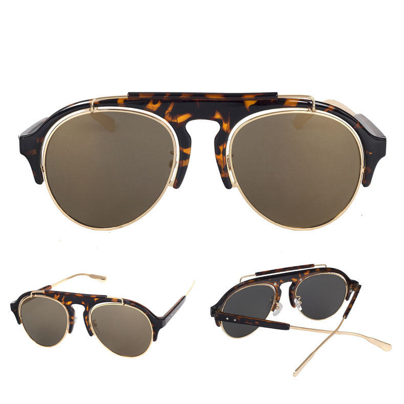 Wholesale Men'S Casual Fashion Punk Oval Frame Full Frame Metal Sunglasses