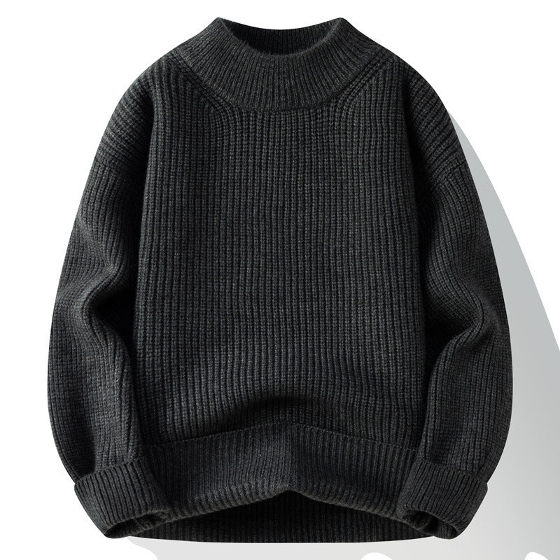 Wholesale Men Fashion Casual Basic Autumn Winter Solid Color Long Sleeve O Neck Knitted Sweater