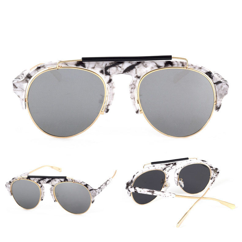 Wholesale Men'S Casual Fashion Punk Oval Frame Full Frame Metal Sunglasses