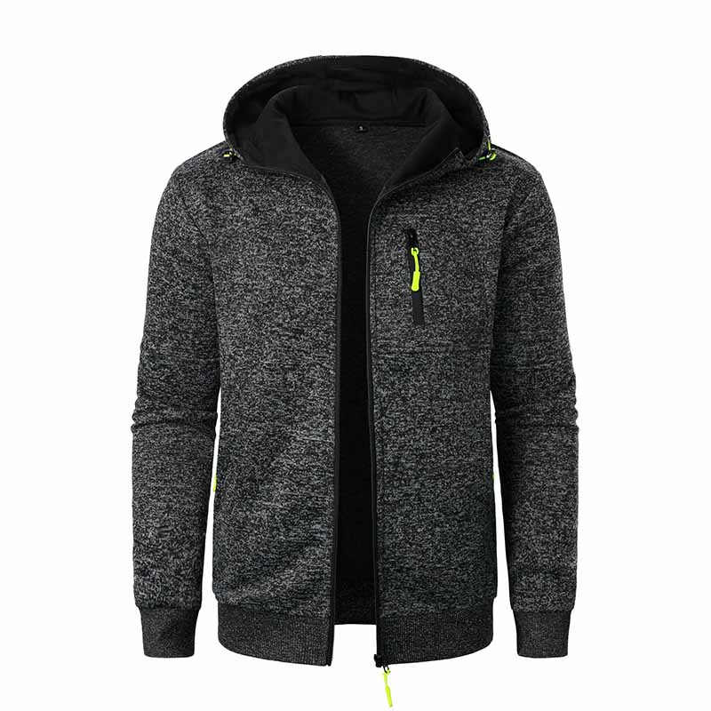 Wholesale Men Casual Sport Autumn Winter Basic Long Sleeve Cardigan Hoodies Coat