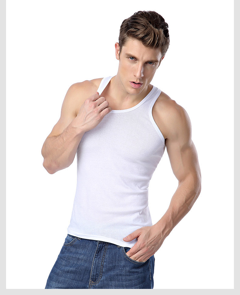 Wholesale Men Casual Breathable Pure Color Cotton Vest