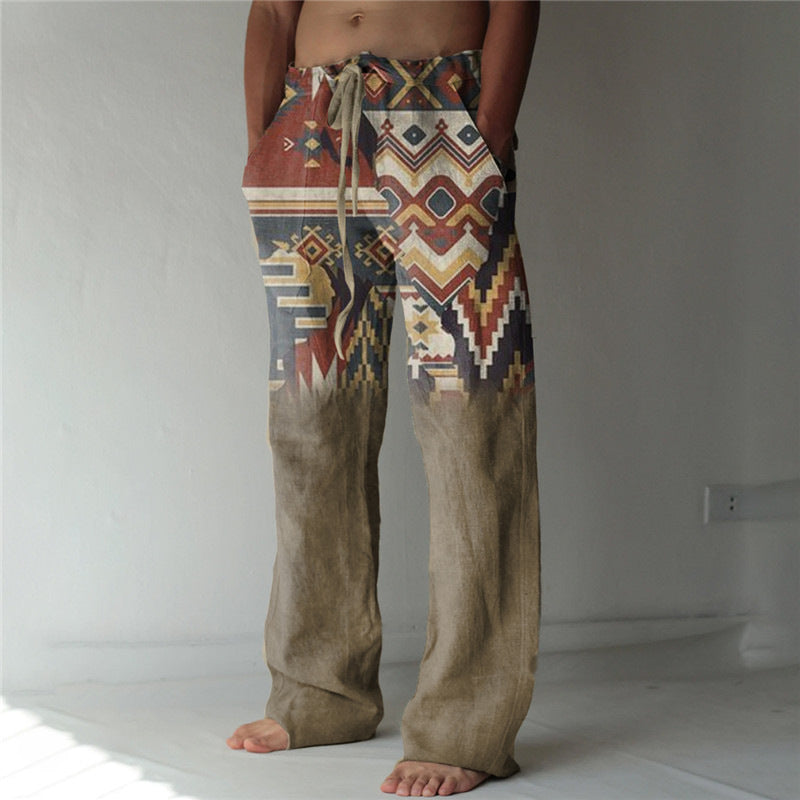 Wholesale Men Fashion Retro Geometric Printing Pants