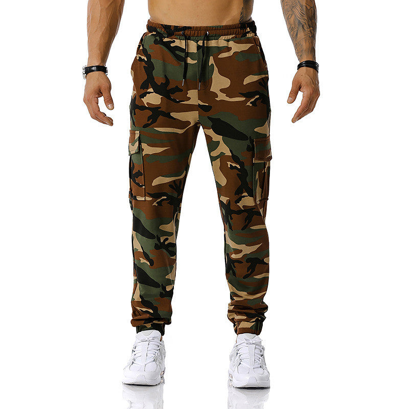 Wholesale Men Fashion Patchwork Camouflage Mid Waist Jogging Pants