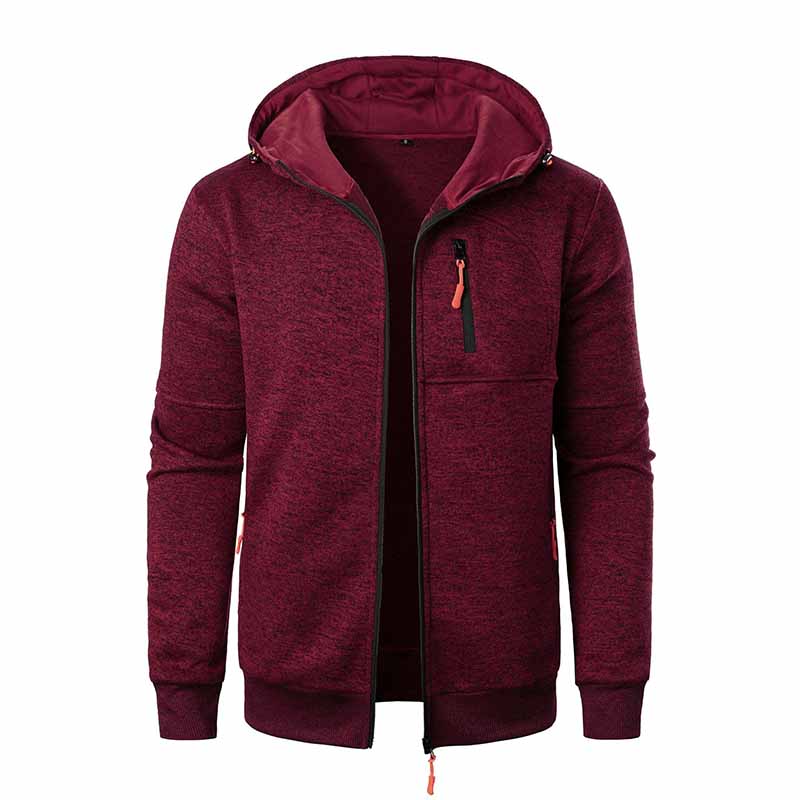 Wholesale Men Casual Sport Autumn Winter Basic Long Sleeve Cardigan Hoodies Coat