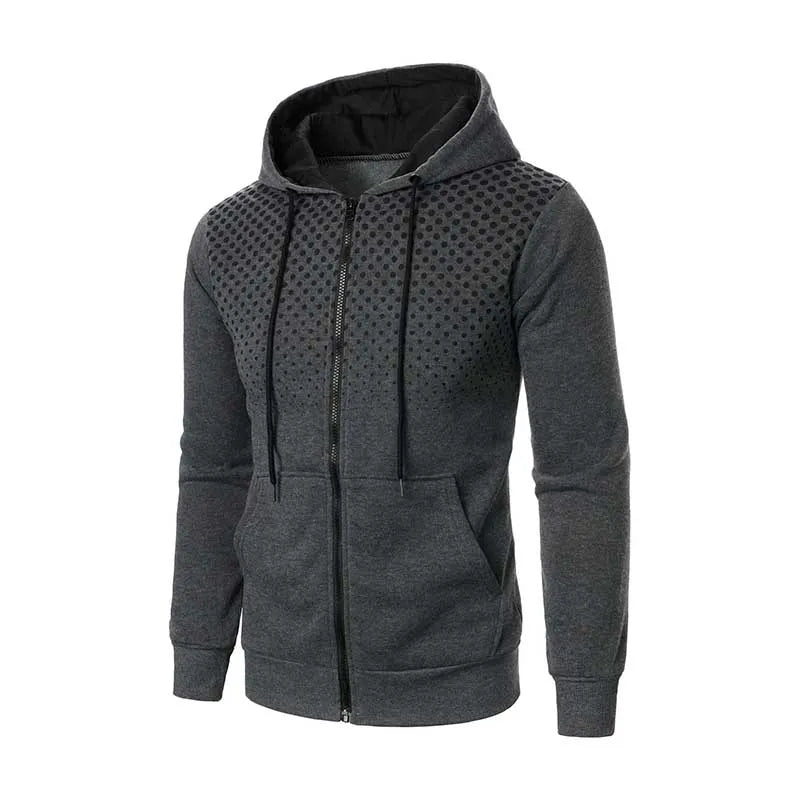 Men Spring Autumn Casual Sports Polka Dot Long Sleeve Cardigan Hoodies