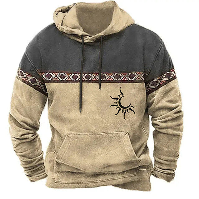 Wholesale Men Spring Autumn Fashion Casual Ethnic Style 3D Digital Print Long Sleeve Plus Size Hoodies