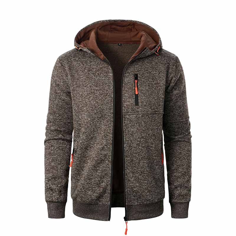 Wholesale Men Casual Sport Autumn Winter Basic Long Sleeve Cardigan Hoodies Coat