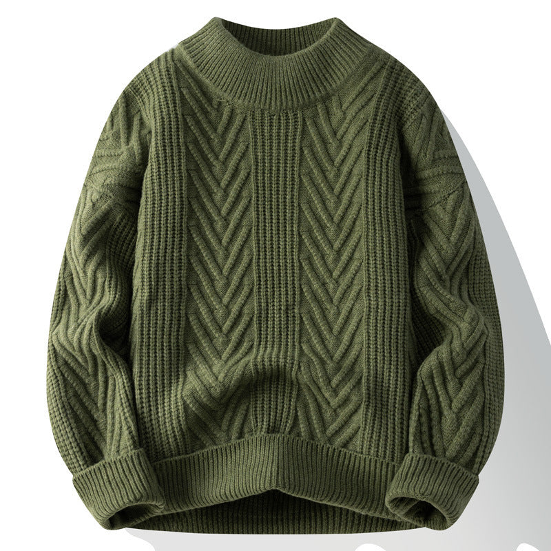 Wholesale Men Fashion Casual Basic Autumn Winter Solid Color Long Sleeve O Neck Knitted Sweater